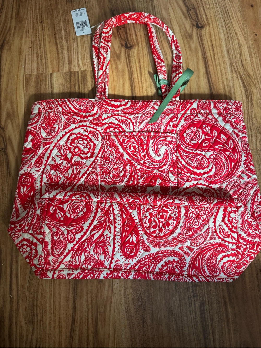 Vera Bradley Red and White Paisley Key Quilted Tote - Picture 2 of 5